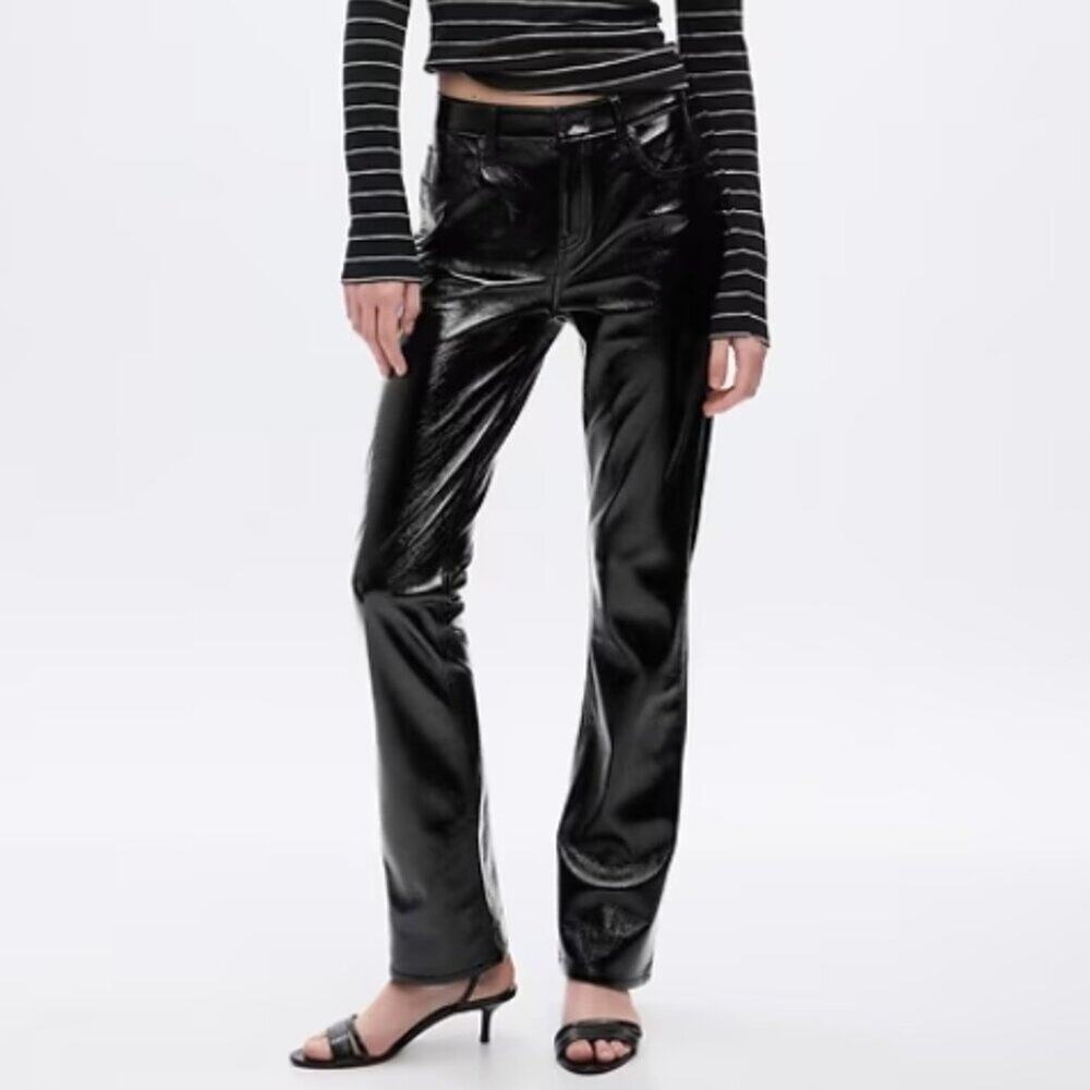 GAP Mid Rise Vegan Patent Leather Baby Boot Pants